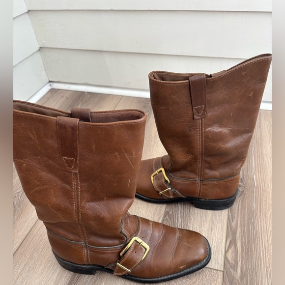 Dingo Vintage Brown Leather Harness Boots Made in USA Men’s Size 8D - Picture 12 of 14